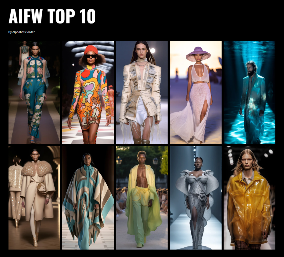 AI가 만드는 패션계의 현재 2 이미지2 AI 패션 위크 상위 10개 컬렉션 소개 화면 © AI Fashion Week