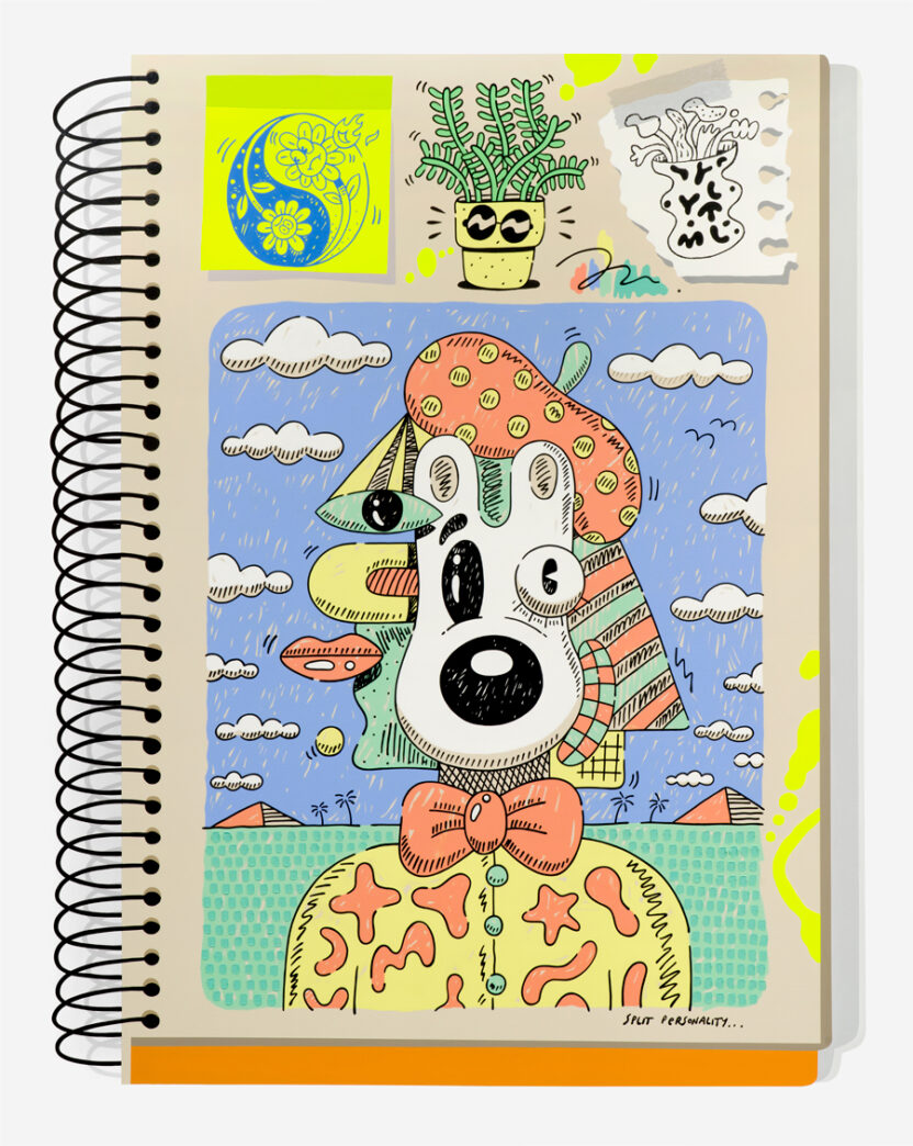 스케치북 회화(분열된 자아), 2024, 캔버스에 아크릴릭, 213.4 X 170.2cm © Steven Harrington Artworks LLC