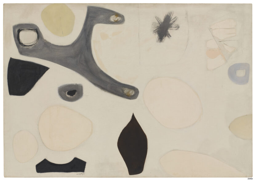 강릉 솔올미술관에서 비로소 마주한, 아그네스 마틴 2 01 〈무제〉 1955 캔버스에 유채 금속 페인트 118.1 x 168.3 cm 페이스 갤러리© Estate of Agnes Martin Artists Rights Society ARS New York – SACK Seoul