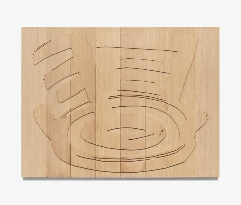 2024년 하반기에 봐야 할 10개의 국내 전시 11 1. 갤러리현대 이슬기 현판 프로젝트 쿵쿵 2024 홍송 140 x 180 x 4 cm