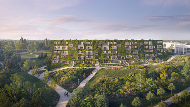 싱그러운 수직정원이 있는 폴란드의 친환경 건축 1 aura kwk promes poland designboom 01 768x432 1