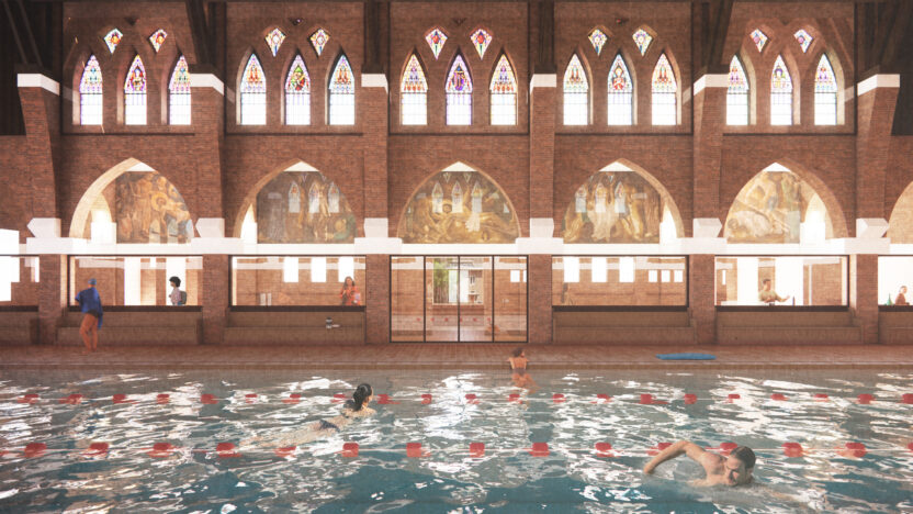 MVRDV Heerlen Holy Water 4 Restaurant view from pool